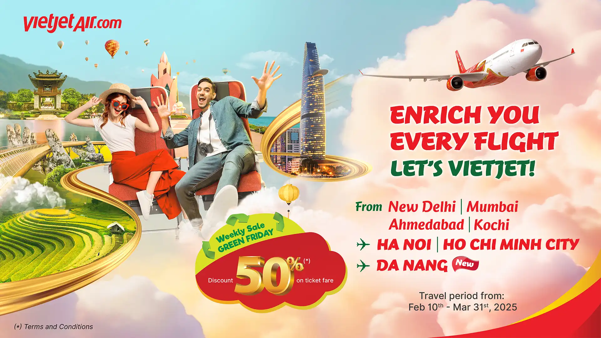 Fly to Vietnam This Spring with Vietjet: 50% Off Every Friday!