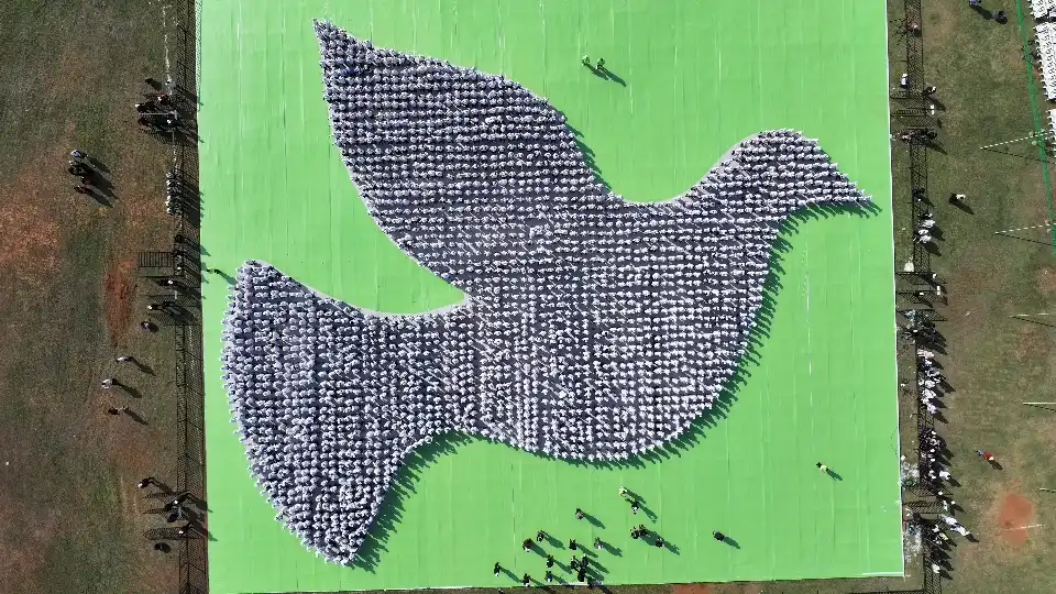 Massive Human Dove Formation by Sudha Reddy Foundation Sets New Guinness World Record for Peace