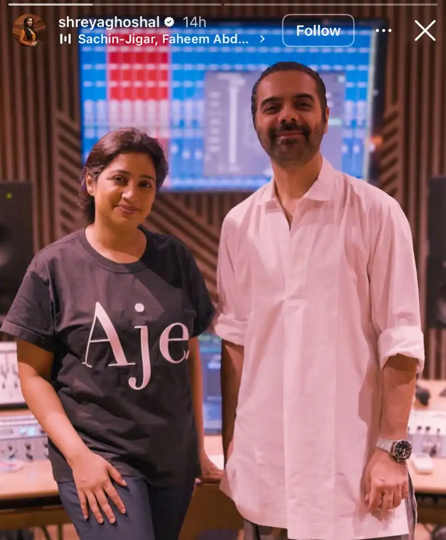 A studio picture of Shreya Ghoshal & Jigar has the internet guessing about Chand Mera Dil’s next song