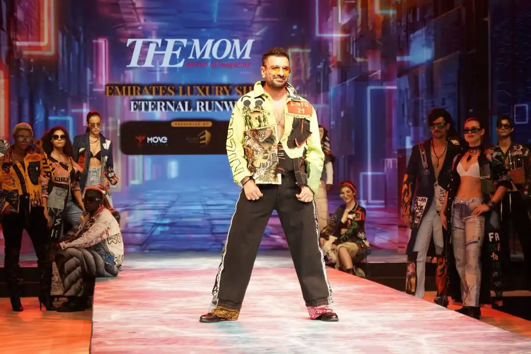 Eijaz Khan walks the ramp at a fashion show in Dubai