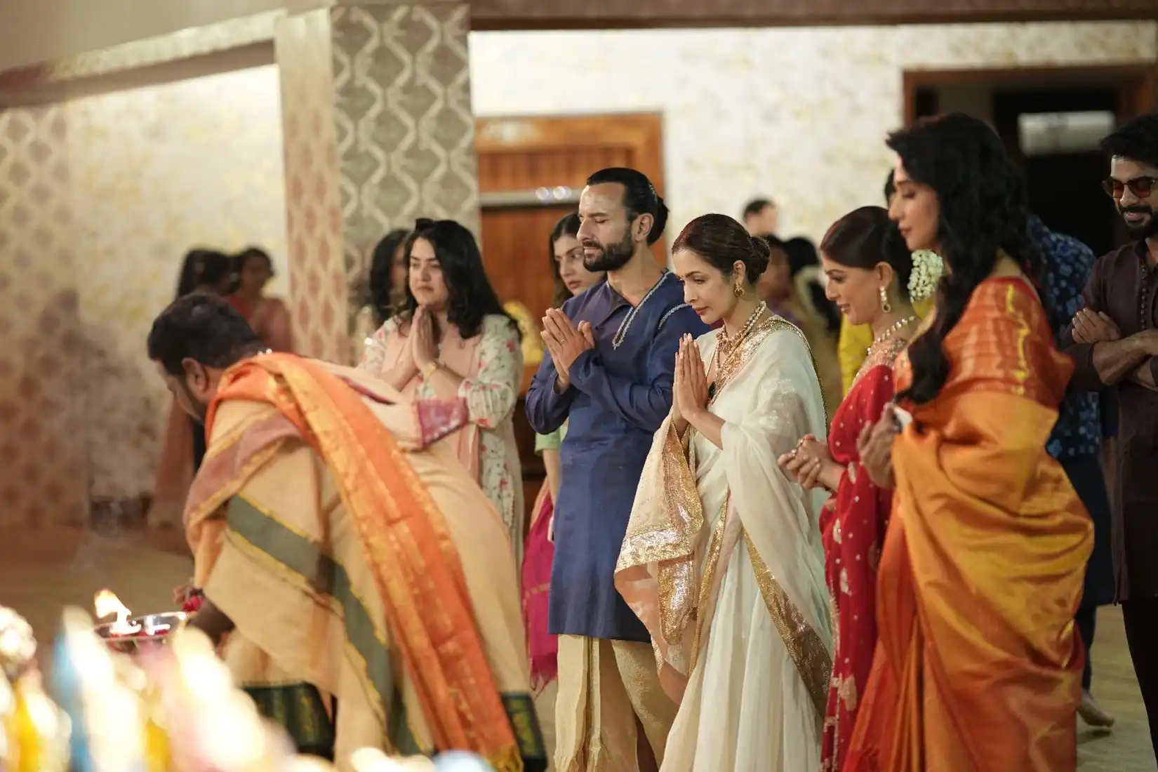 Celebrities Saif Ali Khan, Malaika Arora, Varalakshmi S, Tovino Thomas and Nyla Usha at the Kalyanaraman residence