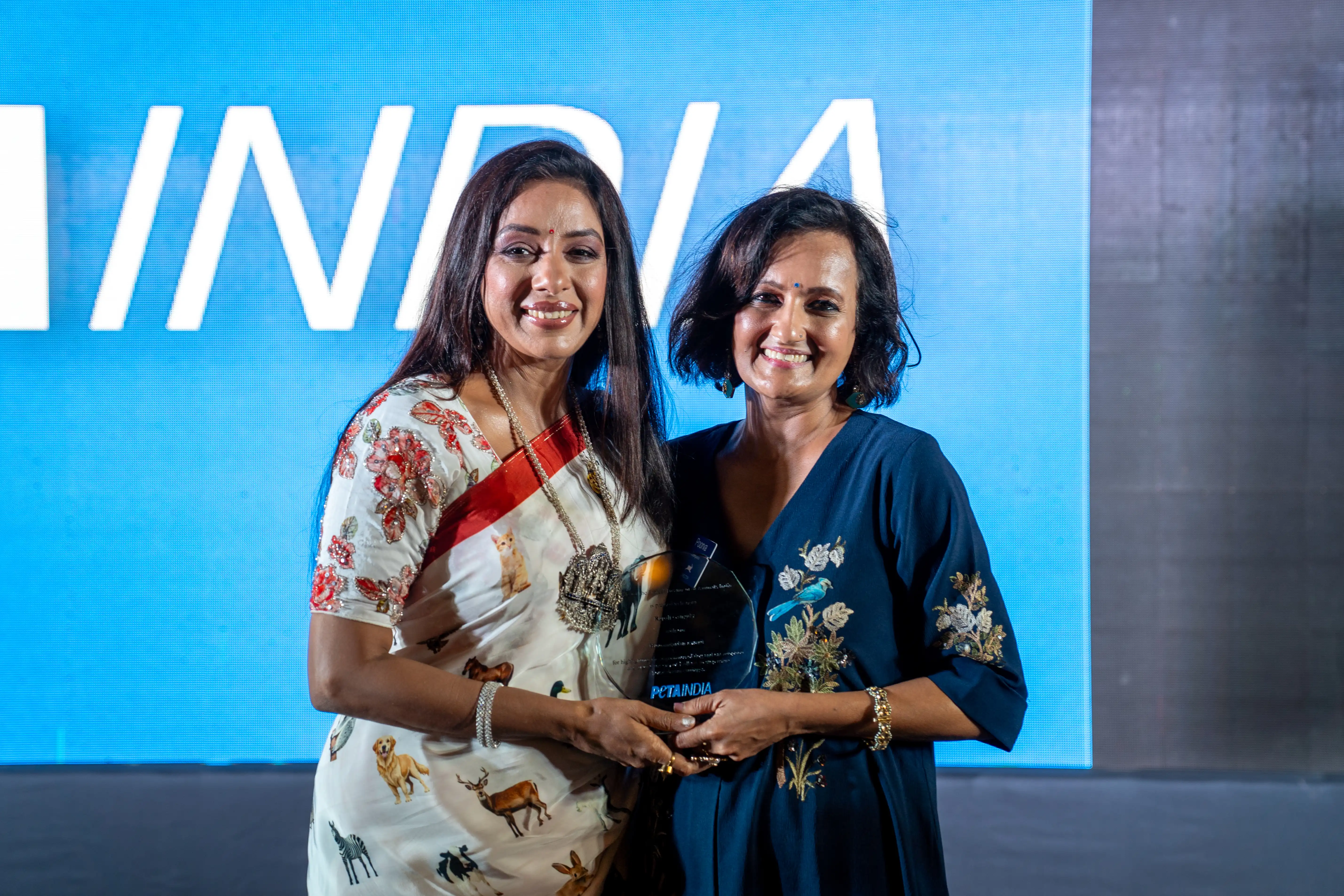 Rupali Ganguly with PETA India Director Poorva Joshipura