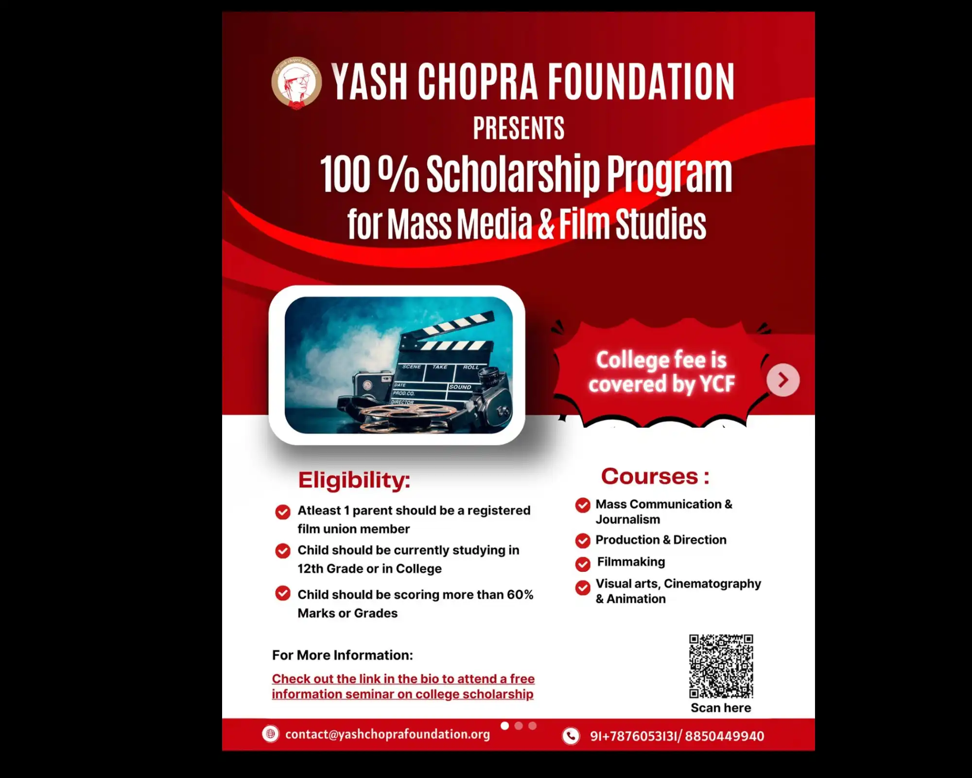 Yash Chopra Foundation announces YCF Scholarship Program