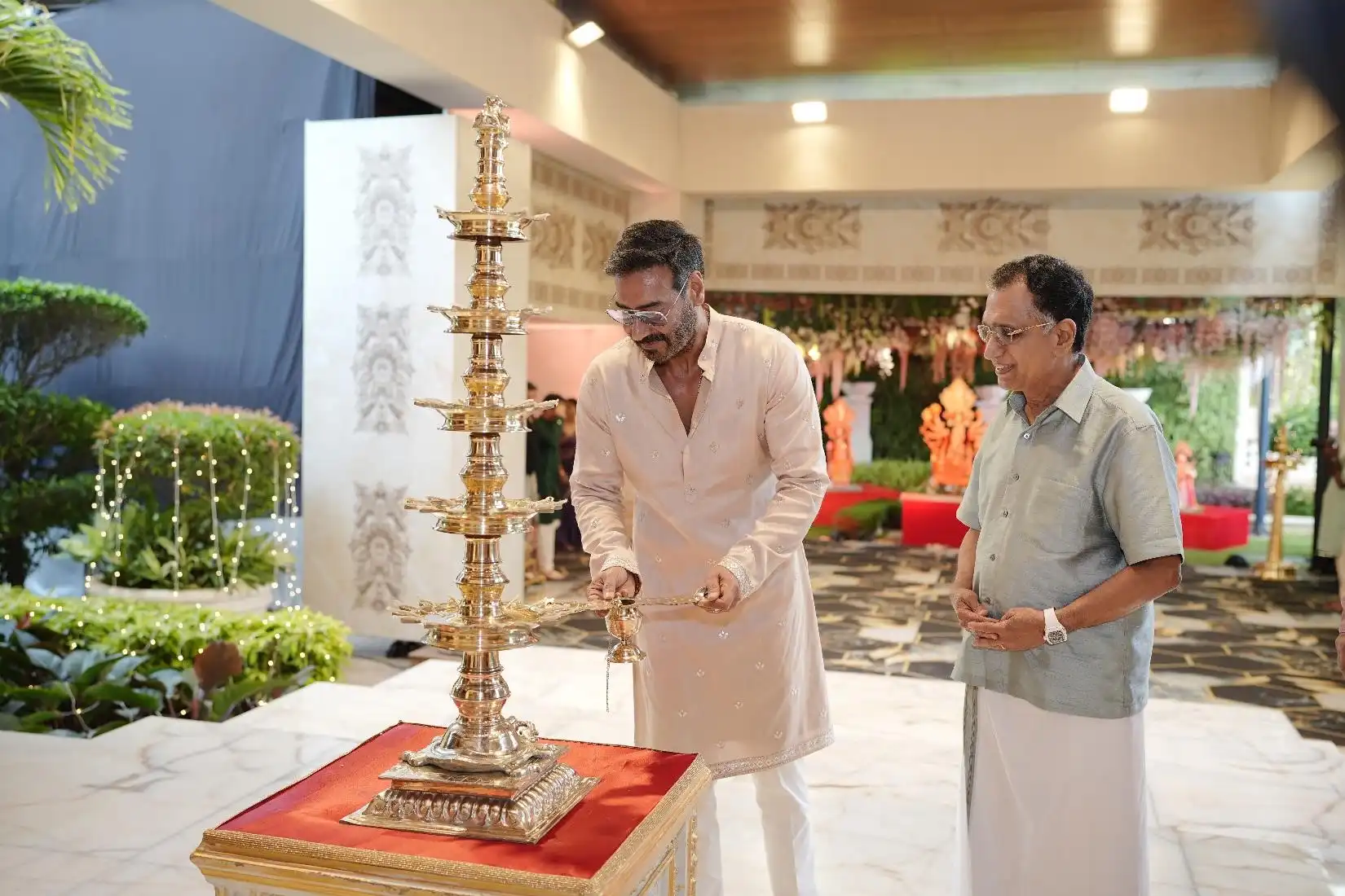 TS Kalyanaraman and Ajay Devgn at #KalyanNavratri 2024 festivities