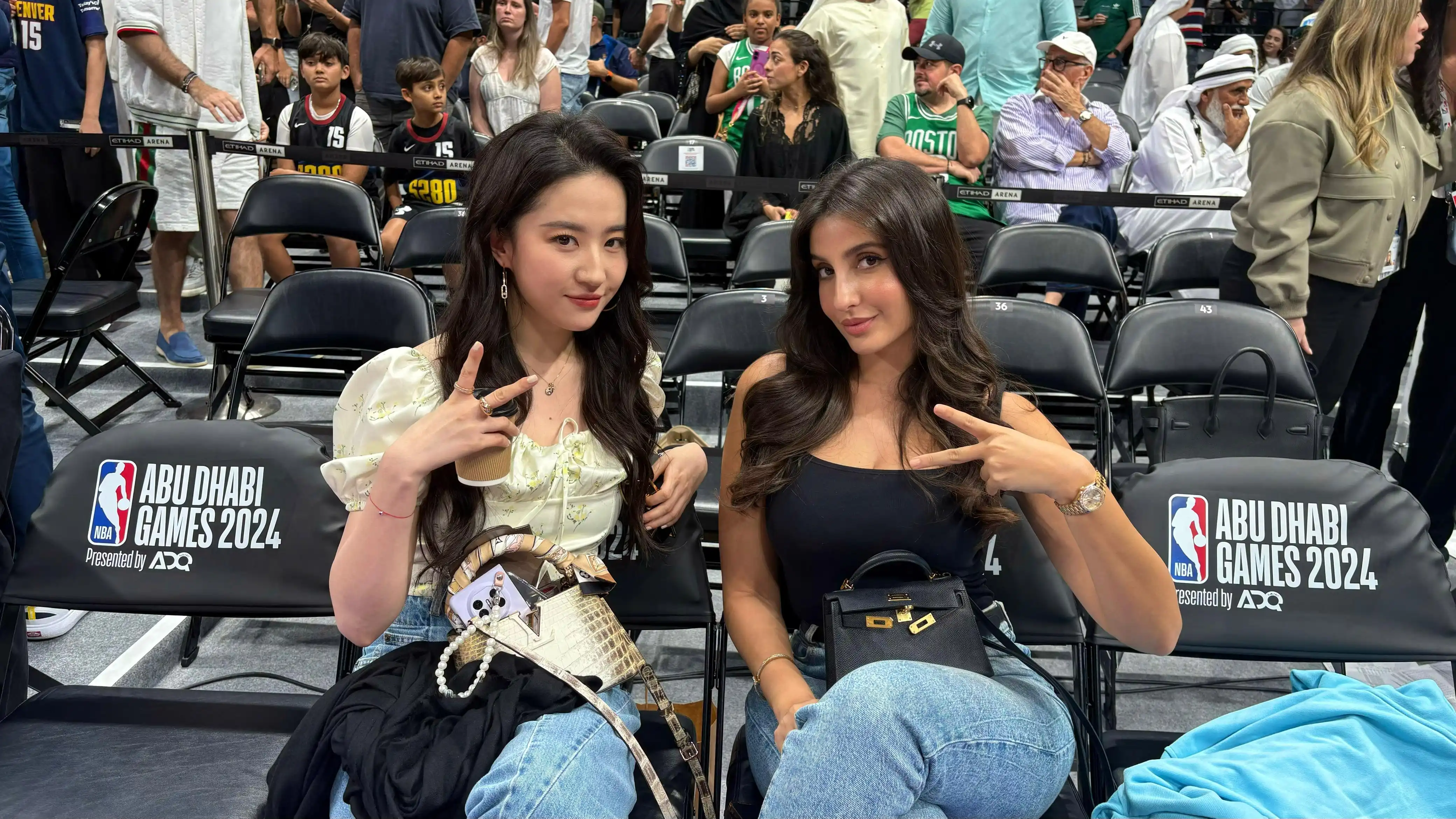 Nora Fatehi attends NBA pre-season game, gets spotted with Liu Yifei, and Lucien Laviscount