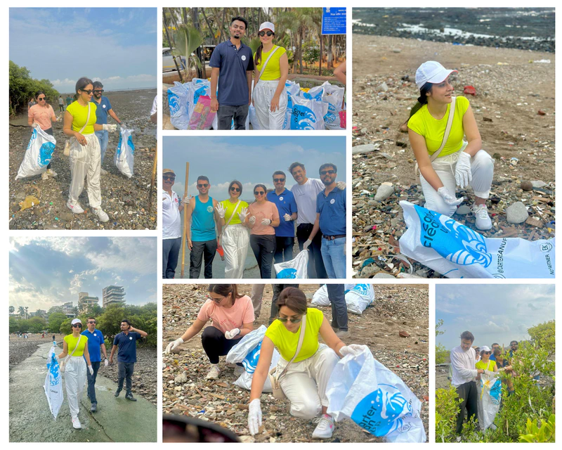Actor Simple Kaul took part in a beach cleaning campaign in Bandra, Mumbai