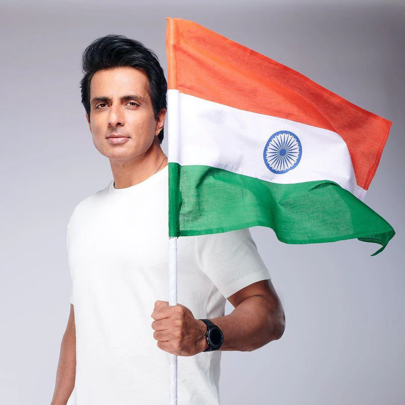 Fateh actor Sonu Sood hoists the national flag in the US